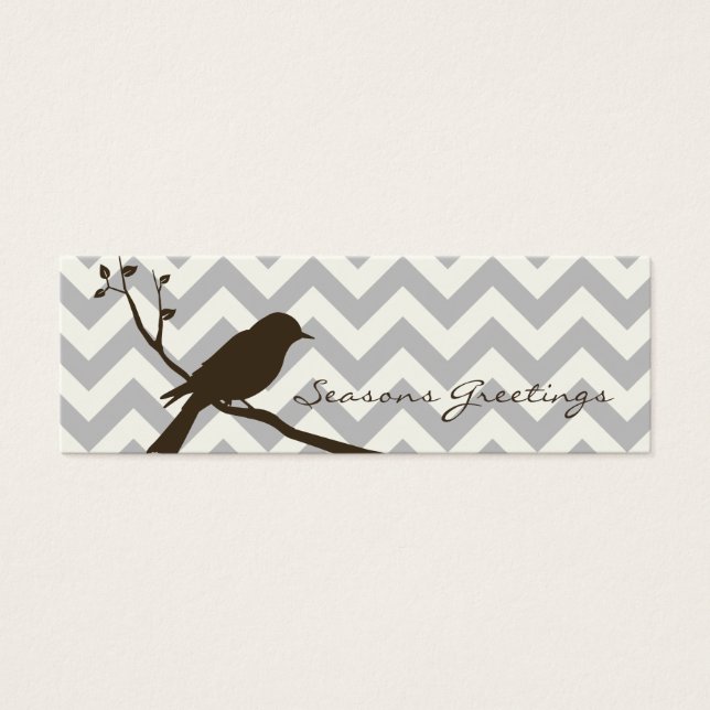 Bird Chevron Gift-Märkre, profilkort (grått) Litet Visitkort (Framsidan)