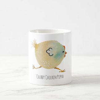 Bird, chicken, watercolor, whimsical, chubby bird  kaffemugg