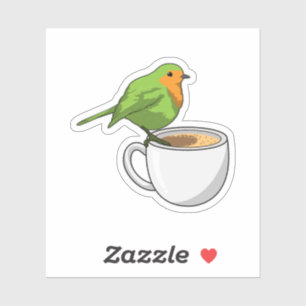Bird Coffee Kopp Klistermärken