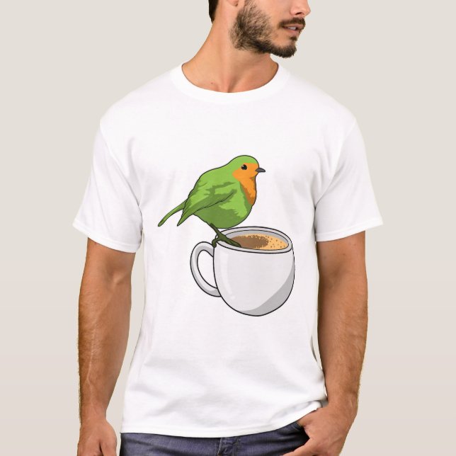 Bird Coffee Kopp T Shirt (Framsida)