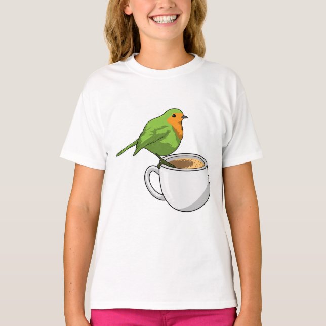 Bird Coffee Kopp T Shirt (Framsida)