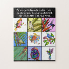 Bird Collage & Quote, Bird Älskare Pussel