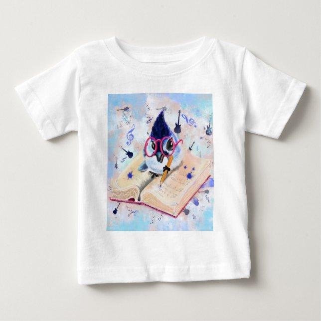 Bird Composer Melody Funny Baby T-Shirt (Framsida)