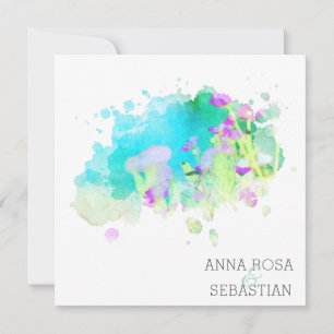 *~* Bird Cosmos Blommigt AR12 QR PHOTO OSA Bröllop Inbjudningar