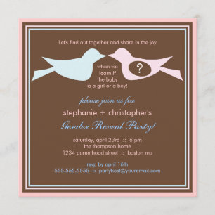 Bird Couple Baby Gender Reveal Party Inbjudningar