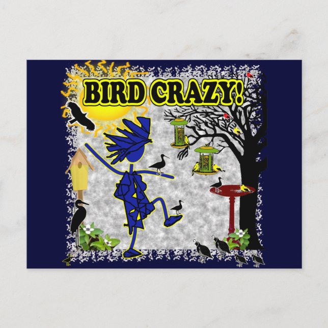 Bird Crazy Clothing Shirt & More Vykort (Framsida)