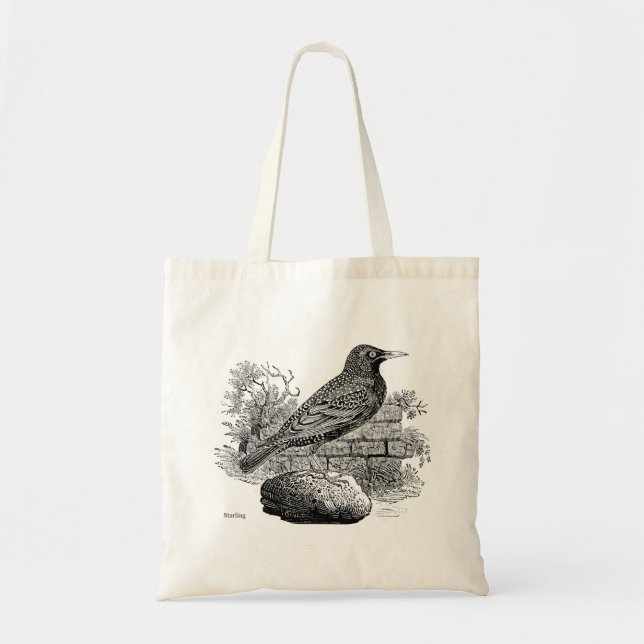 Bird Engravings - a Starling Tote Bag Tygkasse (Framsidan)