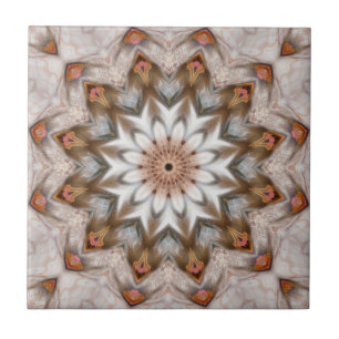 Bird Feather Kaleidoscope Mandala Mönster Tile Kakelplatta