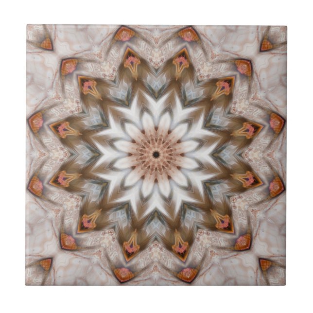 Bird Feather Kaleidoscope Mandala Mönster Tile Kakelplatta (Framsidan)