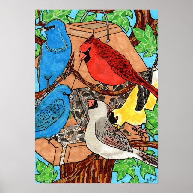 Bird Feeder Gathering Poster (Framsidan)