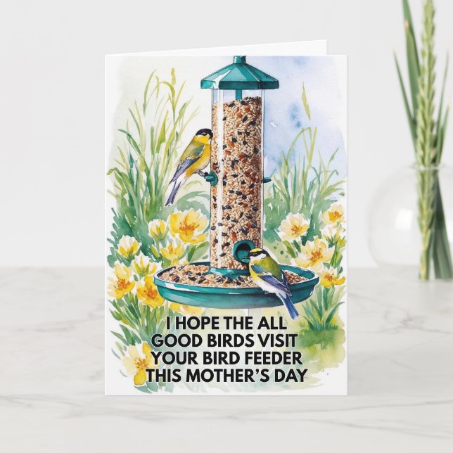 Bird Feeder Mors dag Card Bird Watcher-kort Helgkort (Framsida)
