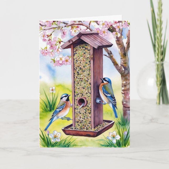 Bird Feeder Mors dag Card Helgkort (Framsida)