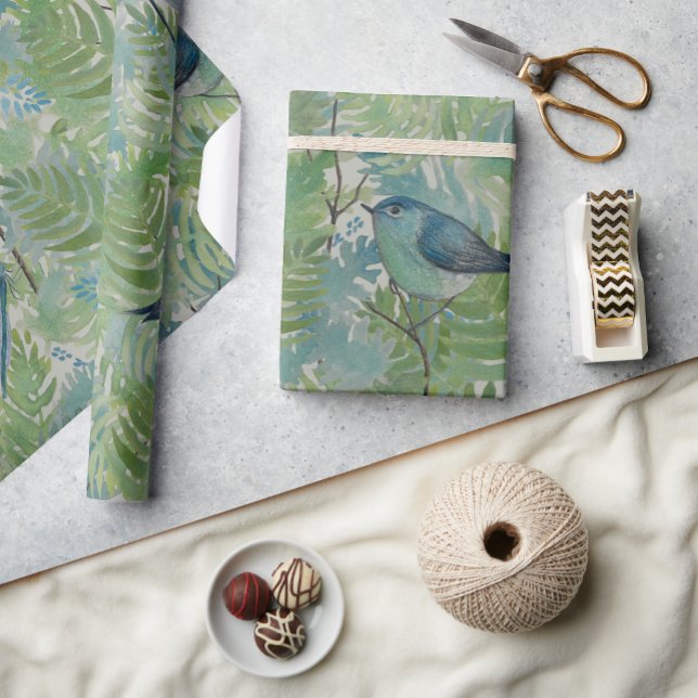 Bird Ferns Dragonflies Natature Inspired Presentpapper (Bird Ferns Dragonflies Nature Inspired Wrapping Paper from Studio Posies.)