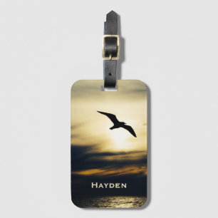 Bird Flies Silhouette Sunset Personlig Bagagebricka