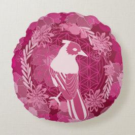 Bird flower of life rund kudde