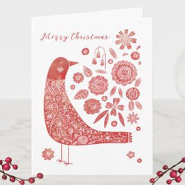 Bird Folk Art jul jul Anteckningskort