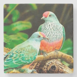 Bird green _coaster posavasos de piedra underlägg sten