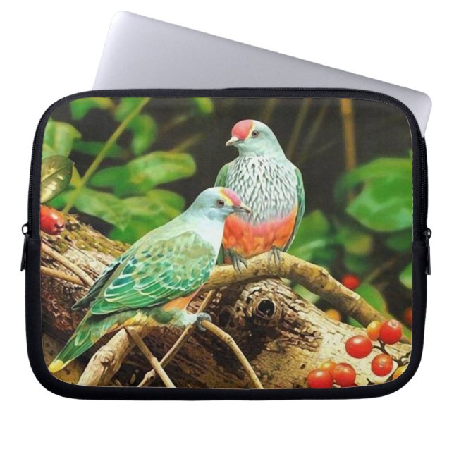 Bird green_funda laptop sleeve (Framsidan)
