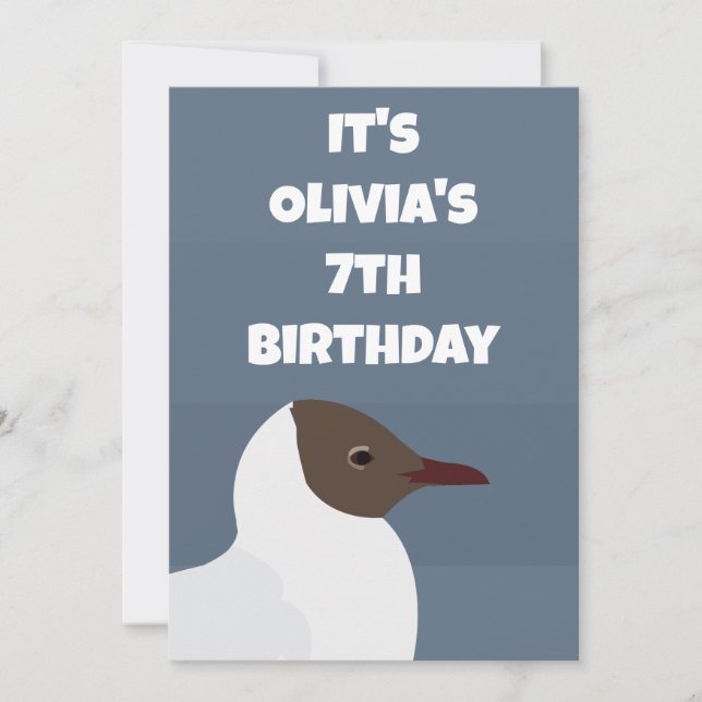 Bird Gull Fiskmås Barns födelsedag Party Inbjudningar (Framsida)