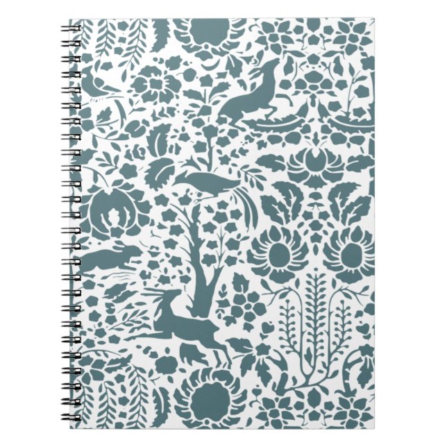 Bird, Hjort, träd folk mönster Anteckningsbok Med Spiral (Framsidan)