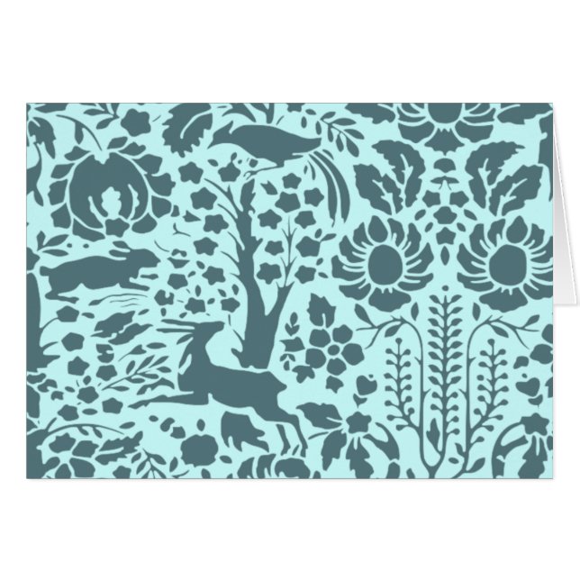 Bird, Hjort, träd folk mönster Hälsningskort (Framsidan Horizontal)
