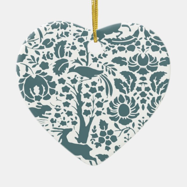 Bird, Hjort, träd folk mönster Julgransprydnad Keramik (Framsidan)