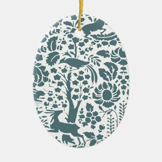 Bird, Hjort, träd folk mönster Julgransprydnad Keramik (Framsidan)