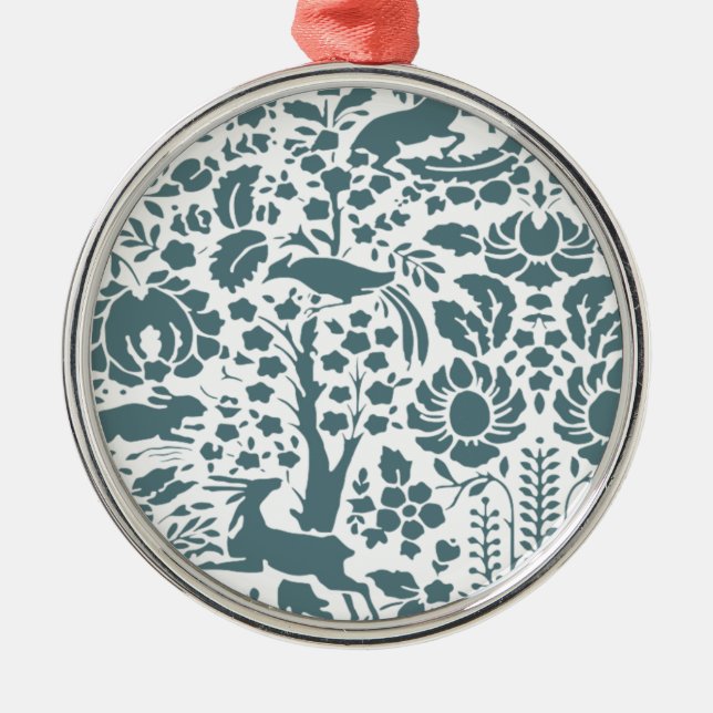 Bird, Hjort, träd folk mönster Julgransprydnad Metall (Framsidan)