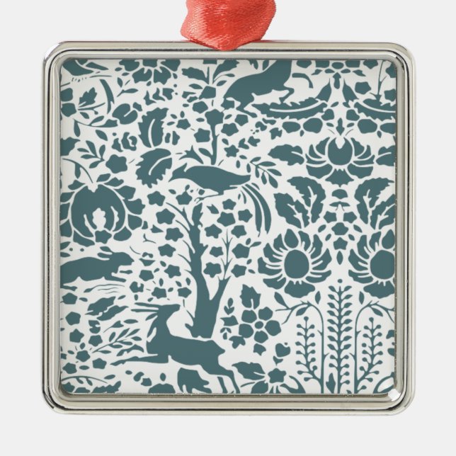 Bird, Hjort, träd folk mönster Julgransprydnad Metall (Framsidan)