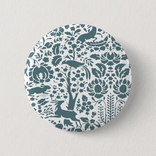 Bird, Hjort, träd folk mönster Knapp (Framsida)