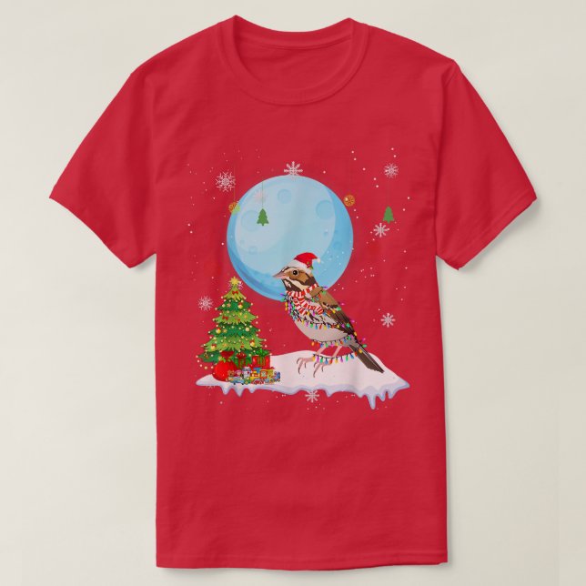 Bird Hund Cute jul Ljus Tee (Design framsida)