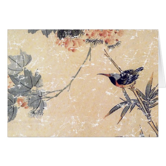 Bird i Bamboo Hälsningskort (Framsidan Horizontal)