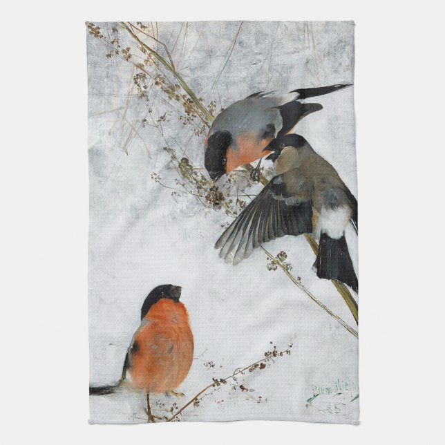 Bird i Snö, Bruno Liljefors Kökshandduk (Vertikal)