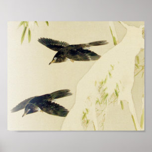 Bird in Snö Scene, Watanabe Seitei Poster