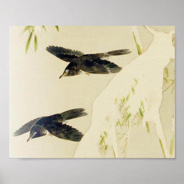 Bird in Snö Scene, Watanabe Seitei Poster (Framsidan)