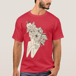 Bird in Wreathe retro T Shirt