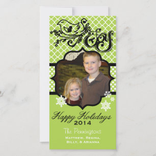 Bird Joy Grönt Glad helg Photo Card Julkort