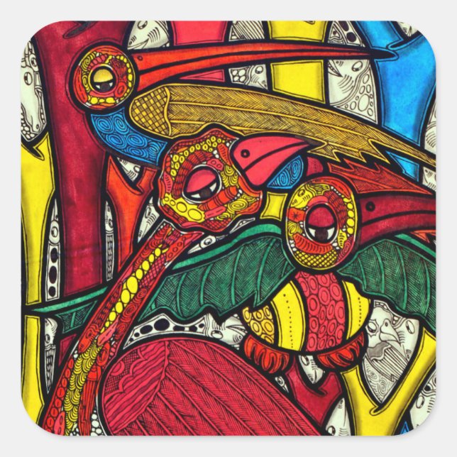 Bird Life Fyrkantigt Klistermärke (Framsida)