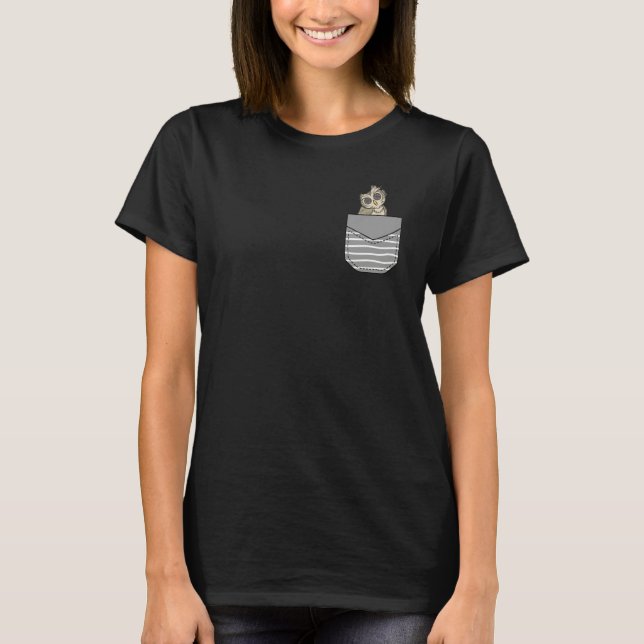 Bird Mechanical Spy Owl In Pocket T Shirt (Framsida)