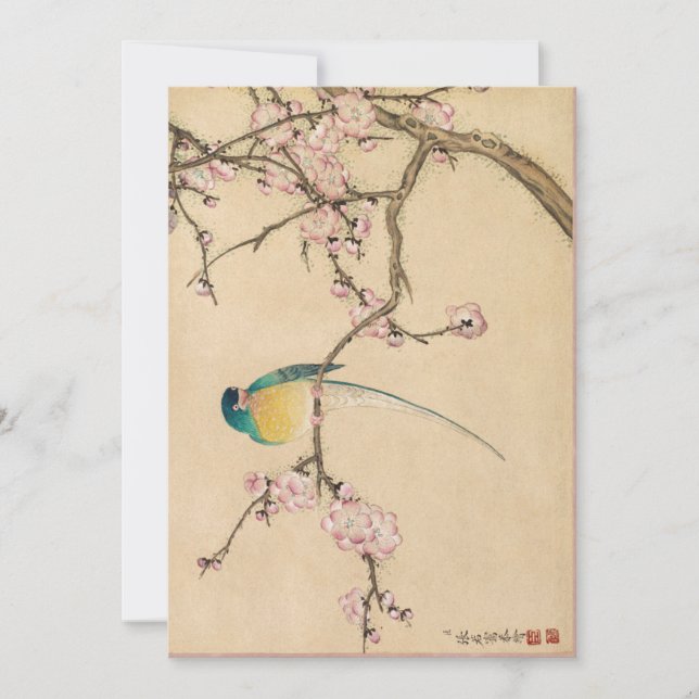 Bird med Plum Blommars av Zhang Ruoai Inbjudningar (Framsida)
