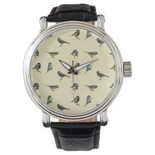 Bird Mönster Beige Mönster Armbandsur