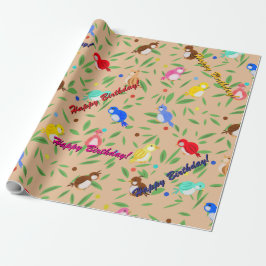 Bird Mönster Birthday Wrapping Papper Presentpapper