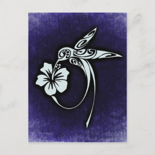 Bird Motif på Blue Vykort