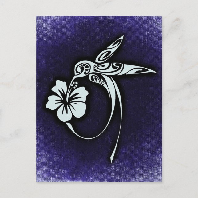 Bird Motif på Blue Vykort (Framsida)