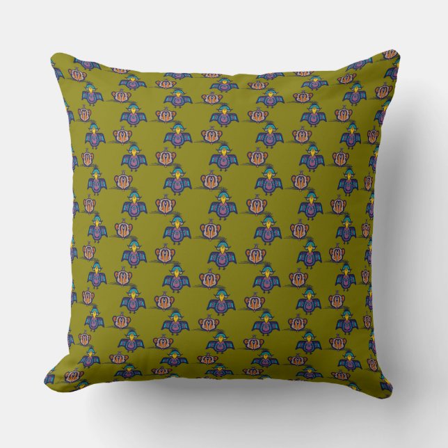 Bird & Mouse Throw Pillow Kudde (Framsida)