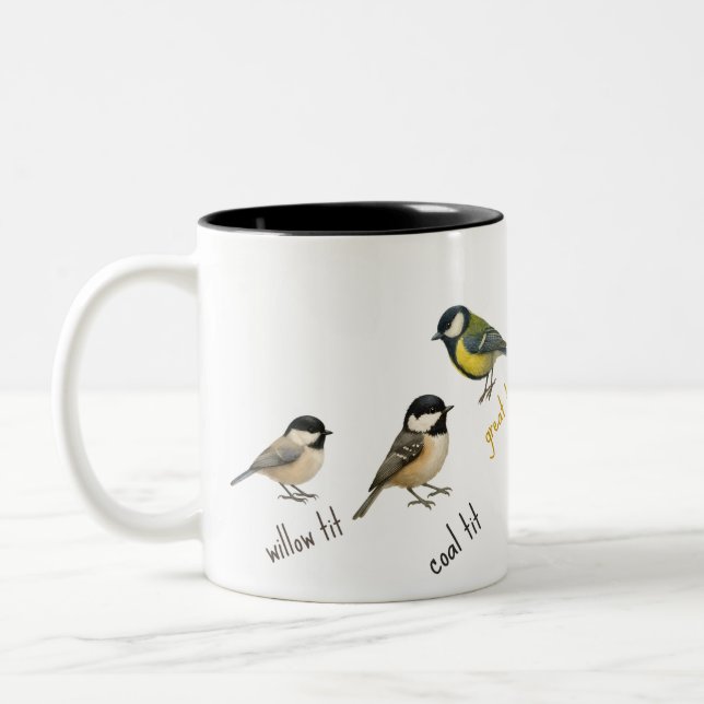 Bird Mug – Garden Birds Watercolour Coffee Cup Två-Tonad Mugg (Vänster)