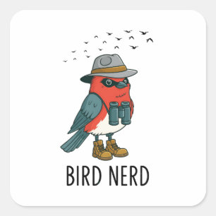 Bird Nerd Funny Bird Watching Bird Älskare Fyrkantigt Klistermärke