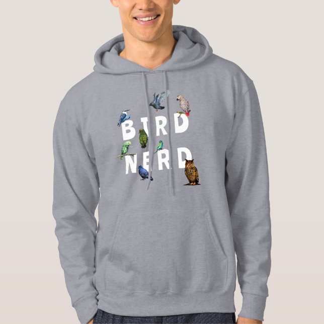 BIRD NERD, parroter, uggla, duvor, kookaburra Hoodie (Framsida)