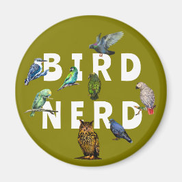 BIRD NERD, parroter, uggla, duvor, kookaburra Magnet