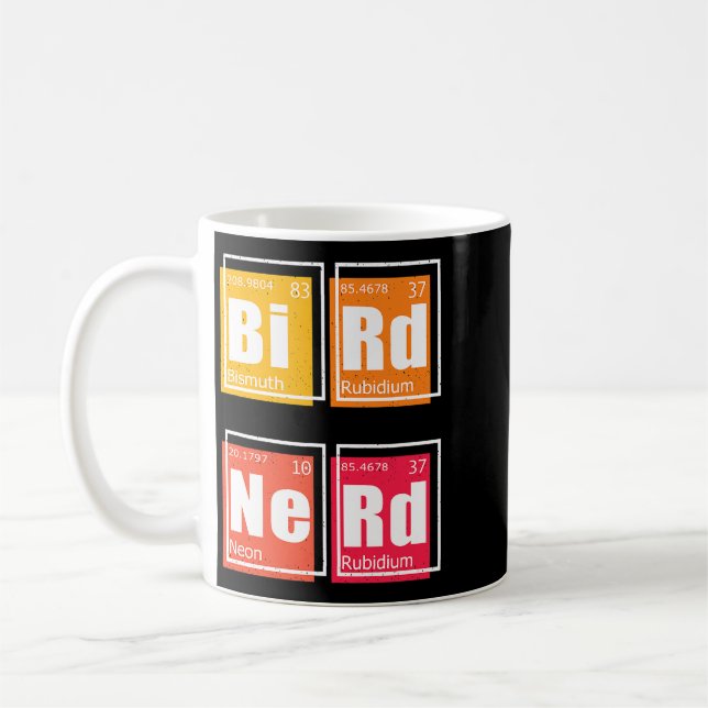 BIRD NERD Periodic Bord of Inslag Birding Watch Kaffemugg (Vänster)